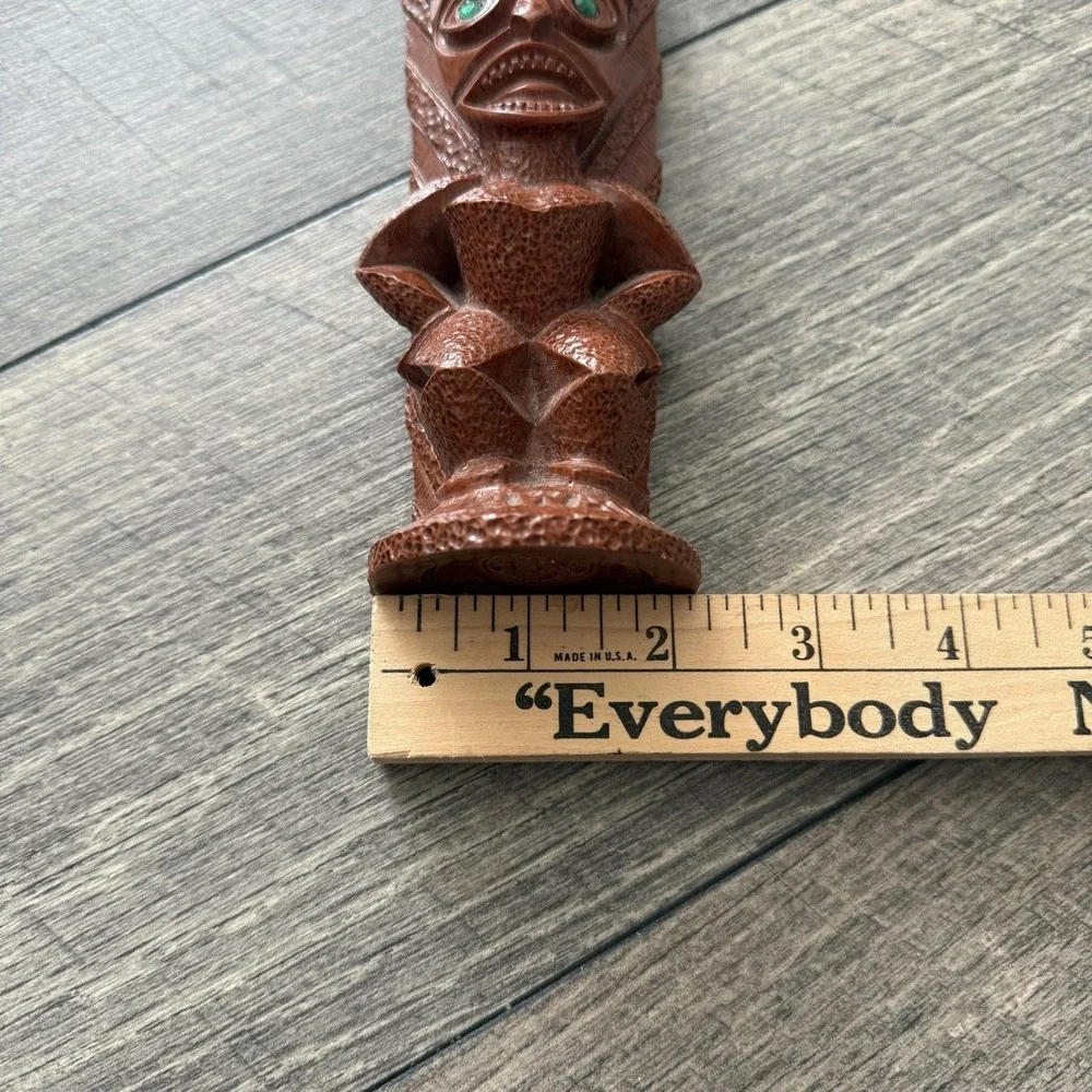 VTG 70s Coco Joe's Hawaii Tiki Wall Plaque #16-043 Polynesian Idol Green Eyes